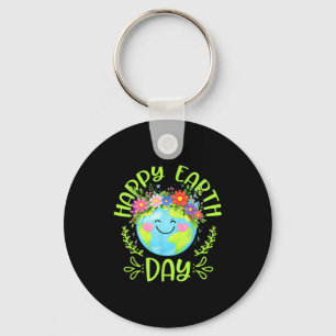 Happy Earth Day Shirt Cute Earth With Floral Earth Key Ring