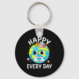 Happy earth day shirt cute earth with floral earth key ring