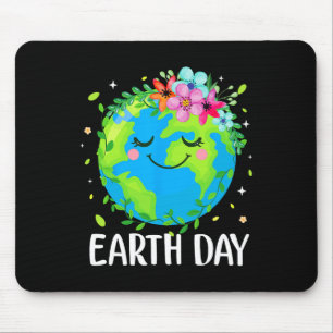 Happy Earth Day Shirt Cute Earth With Floral Earth Mouse Pad