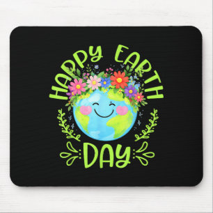 Happy Earth Day Shirt Cute Earth With Floral Earth Mouse Pad