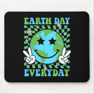Happy Earth Day Shirt Cute Earth With Floral Earth Mouse Pad