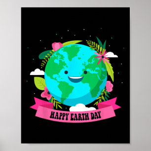 Happy Earth Day Shirt Cute Earth With Floral Earth Poster