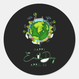 Happy Earth Day T Shirt Classic Round Sticker