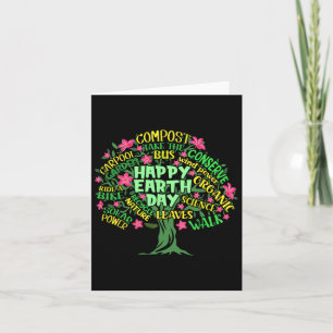 Happy Earth Day Tree Drawing Illustration Word Art Card