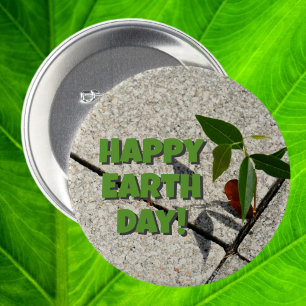Happy Earth Day Tree Seedling New Growth 7.5 Cm Round Badge