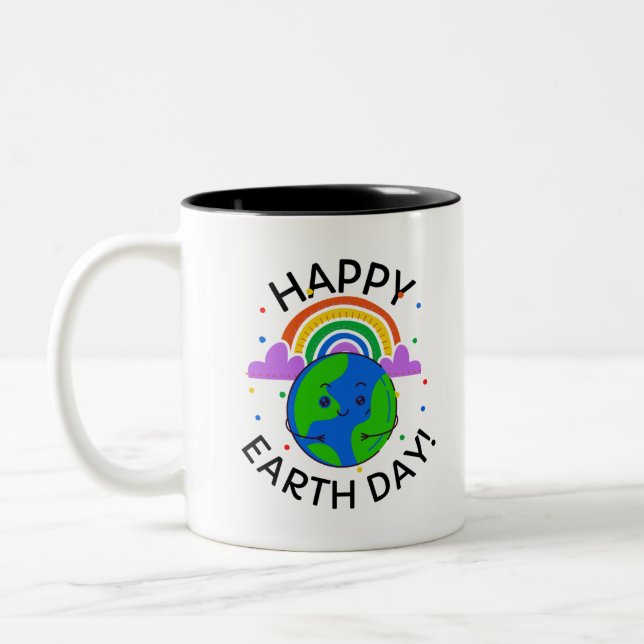 Happy Earth Day Two-Tone Coffee Mug (Left)