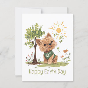 Happy Earth Day Yorkie Dog Gardening Postcard