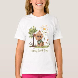 Happy Earth Day Yorkie Dog Gardening T-Shirt