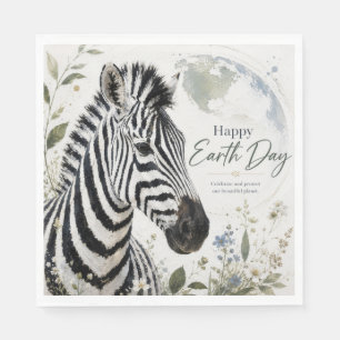 Happy Earth Day Zebra Wildlife Napkin