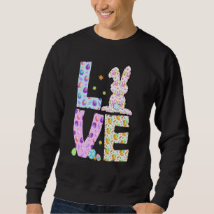 Happy Easer Love Bunny Eggs Hunter Easter Girls Sweatshirt