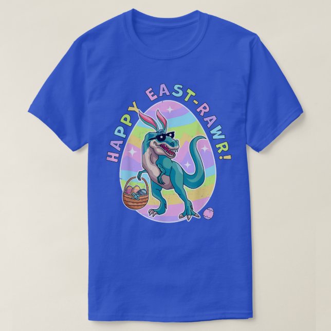 Happy East-Rawr Cute Dinosaur Bunny Ears Happy Eas T-Shirt (Design Front)