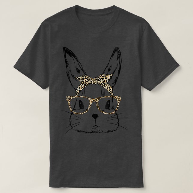 Happy Easter 2022 Dy Cute Bunny Face & Leopard Pri T-Shirt (Design Front)