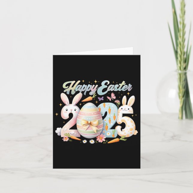 Happy Easter 2025 Bunny Rabbit Face Easter Day Wom Card (Front)