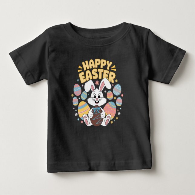 Happy Easter 2025  Eggs Bunny Cute Rabbit Baby T-Shirt (Front)