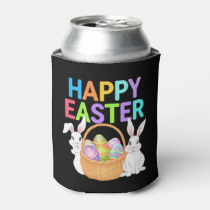 Happy Easter 2025 Eggs Bunny Cute Rabbit Can Cooler