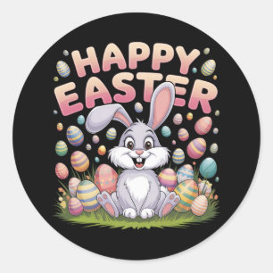 Happy Easter 2025  Eggs Bunny Cute Rabbit Classic Round Sticker