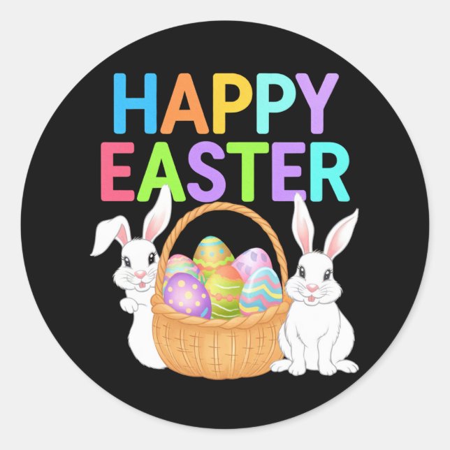 Happy Easter 2025  Eggs Bunny Cute Rabbit Classic Round Sticker (Front)