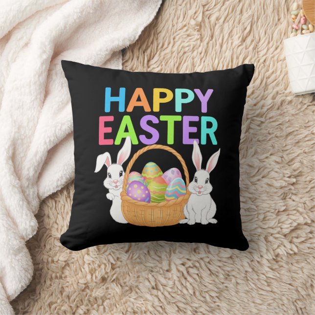 Happy Easter 2025  Eggs Bunny Cute Rabbit Cushion (Blanket)