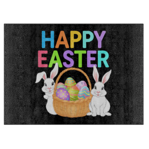 Happy Easter 2025 Eggs Bunny Cute Rabbit Cutting Board