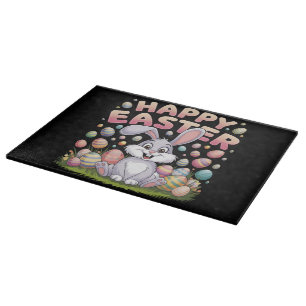 Happy Easter 2025 Eggs Bunny Cute Rabbit Cutting Board
