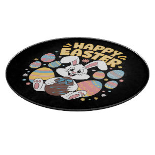 Happy Easter 2025 Eggs Bunny Cute Rabbit Cutting Board