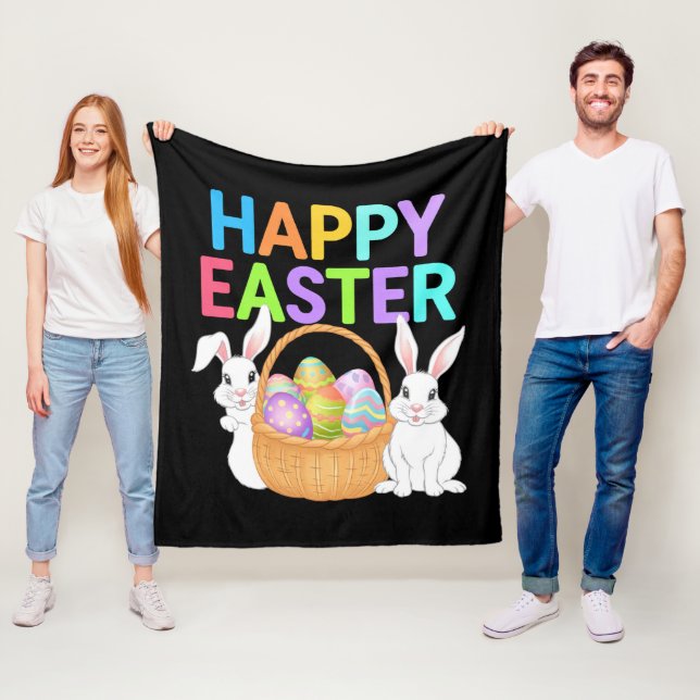 Happy Easter 2025  Eggs Bunny Cute Rabbit Fleece Blanket (In Situ)