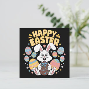 Happy Easter 2025  Eggs Bunny Cute Rabbit Invitation