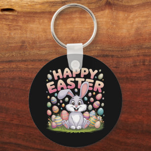Happy Easter 2025 Eggs Bunny Cute Rabbit Key Ring