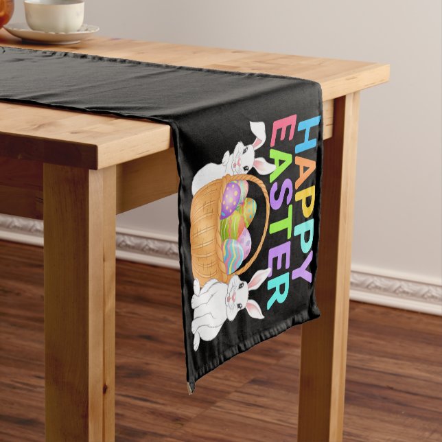 Happy Easter 2025  Eggs Bunny Cute Rabbit Short Table Runner (In Situ)