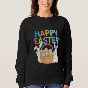 Happy Easter 2025 Eggs Bunny Cute Rabbit Sweatshirt