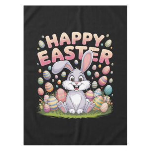 Happy Easter 2025  Eggs Bunny Cute Rabbit Tablecloth