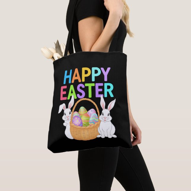Happy Easter 2025  Eggs Bunny Cute Rabbit Tote Bag (Close Up)