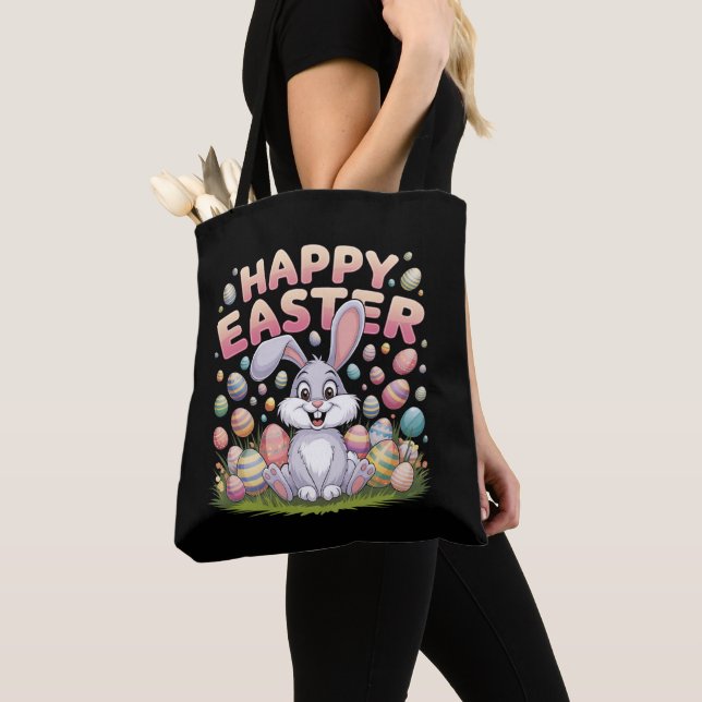 Happy Easter 2025  Eggs Bunny Cute Rabbit Tote Bag (Close Up)