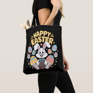 Happy Easter 2025 Eggs Bunny Cute Rabbit Tote Bag