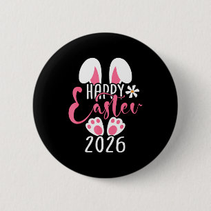 Happy easter 2026 bunny easter egg women girls kid 6 cm round badge