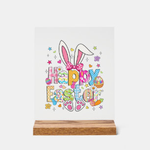 Happy Easter 2026 Cute Bunny Rabbit Easter Day Wom Acrylic Sign