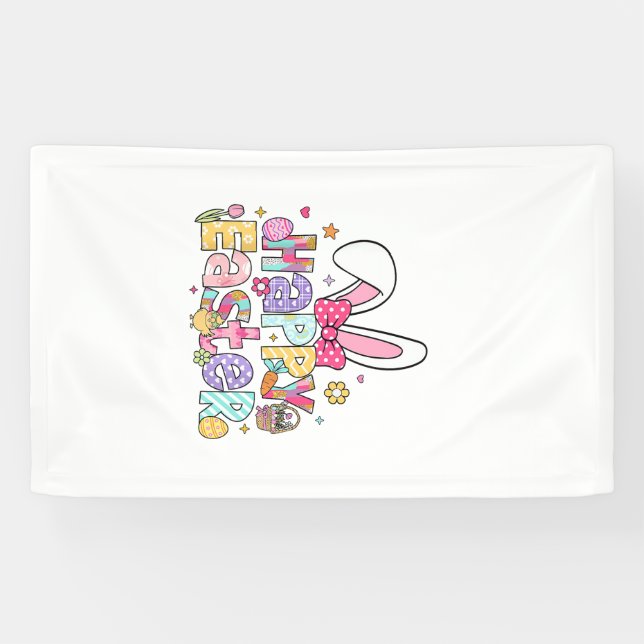 Happy Easter 2026 Cute Bunny Rabbit Easter Day Wom Banner (Horizontal)