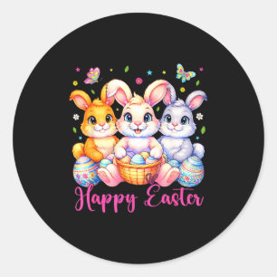 Happy Easter 2026 Cute Bunny Rabbit Easter Day Wom Classic Round Sticker