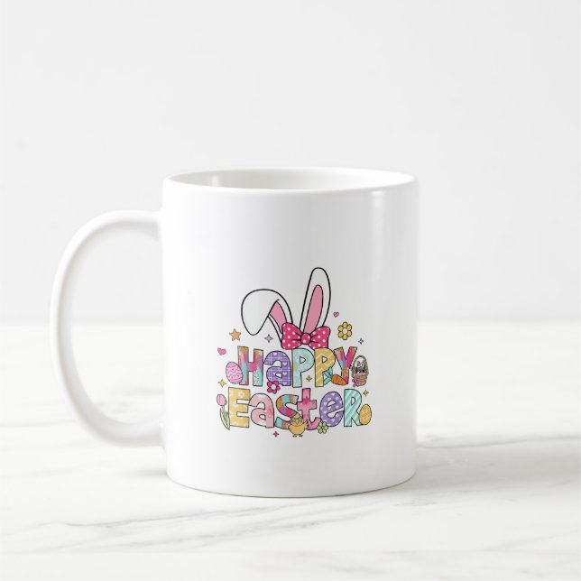 Happy Easter 2026 Cute Bunny Rabbit Easter Day Wom Coffee Mug (Left)