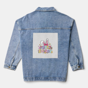 Happy Easter 2026 Cute Bunny Rabbit Easter Day Wom Denim Jacket