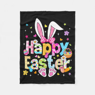 Happy Easter 2026 Cute Bunny Rabbit Easter Day Wom Fleece Blanket