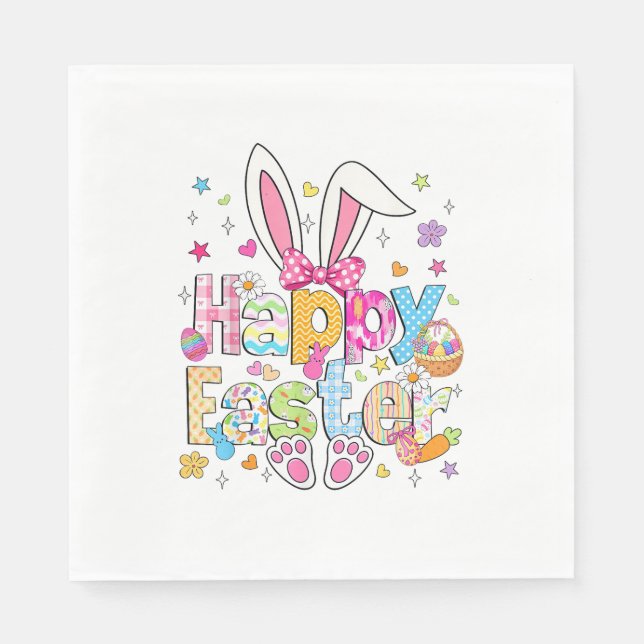 Happy Easter 2026 Cute Bunny Rabbit Easter Day Wom Napkin (Front)