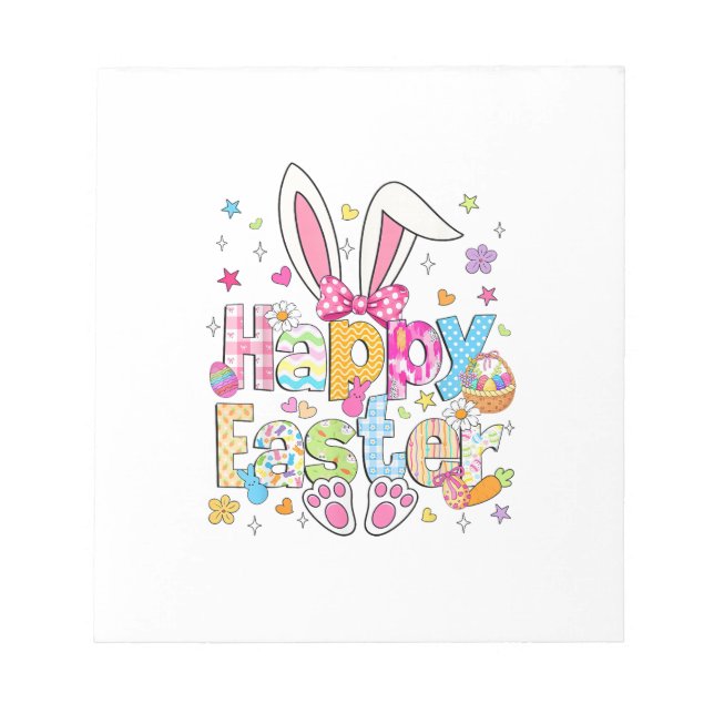 Happy Easter 2026 Cute Bunny Rabbit Easter Day Wom Notepad (Front)