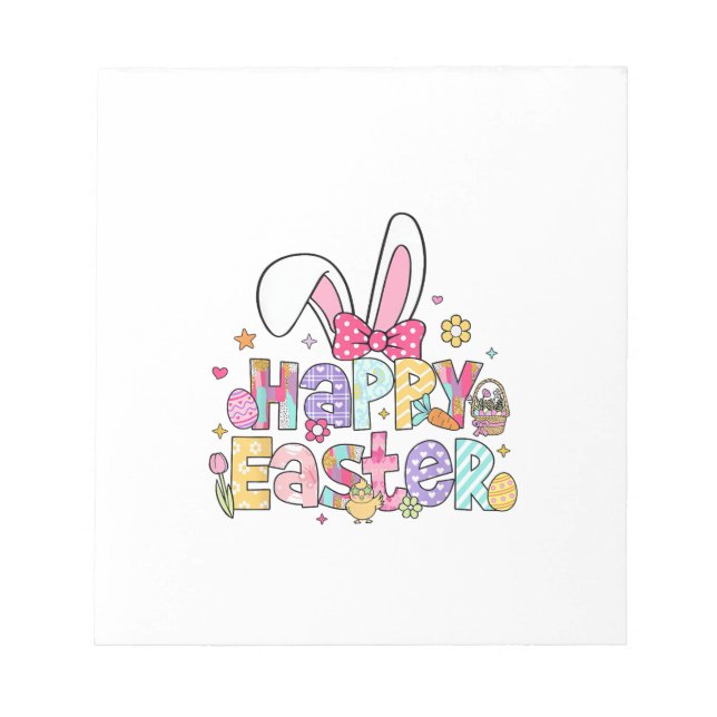 Happy Easter 2026 Cute Bunny Rabbit Easter Day Wom Notepad (Front)