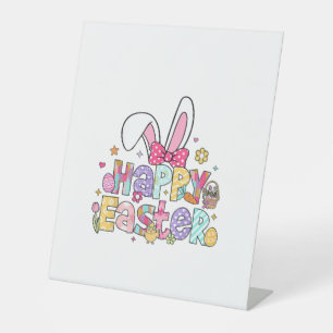 Happy Easter 2026 Cute Bunny Rabbit Easter Day Wom Pedestal Sign