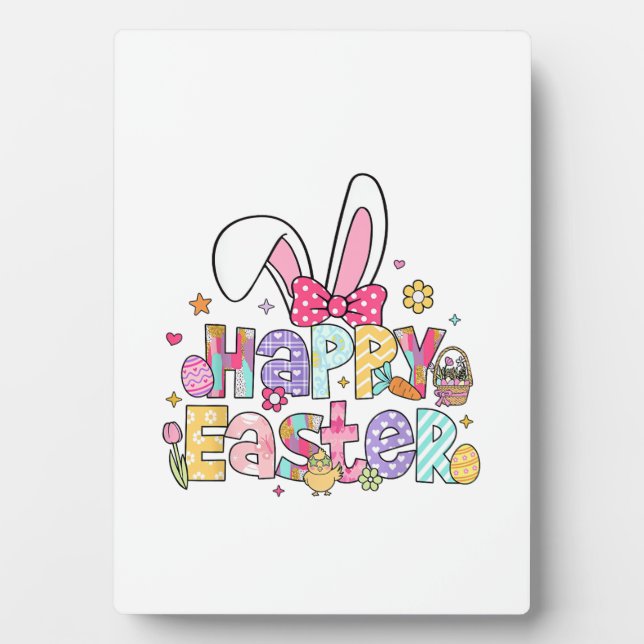 Happy Easter 2026 Cute Bunny Rabbit Easter Day Wom Plaque (Front)