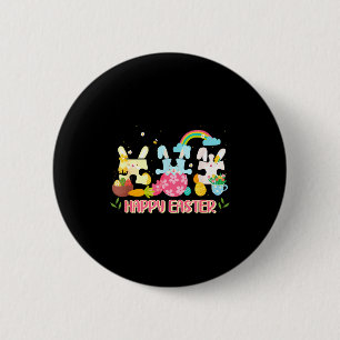 Happy Easter 2026 Cute Bunny Rabbit Happy Easter A 6 Cm Round Badge