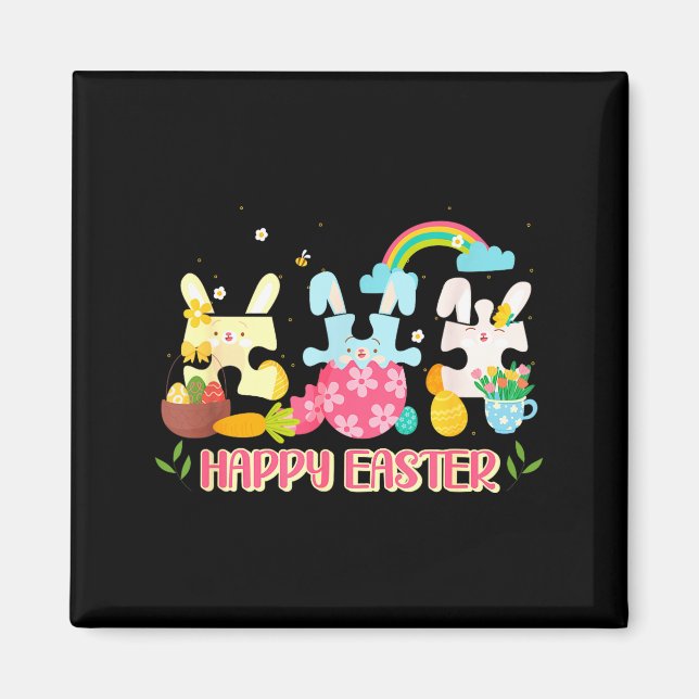 Happy Easter 2026 Cute Bunny Rabbit Happy Easter A Magnet (Front)