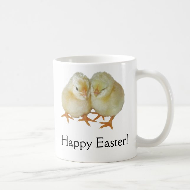 Happy Easter - 2 Cute Yellow Basque Chicks Coffee Mug (Right)