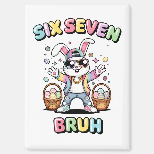Happy Easter 67 meme Funny Bunny Magnet (Front)